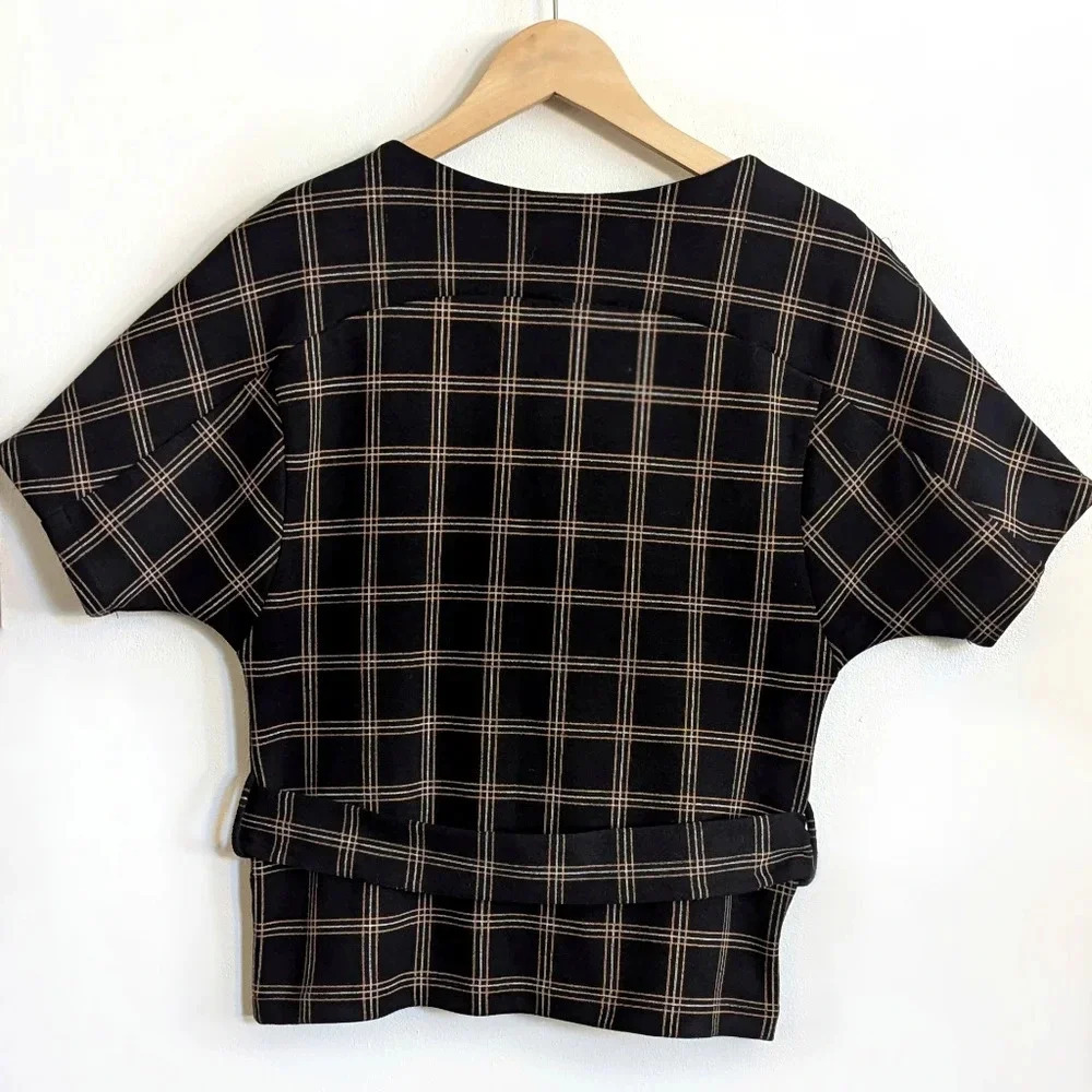 Zara Belted Plaid Top - Picture 4 of 5